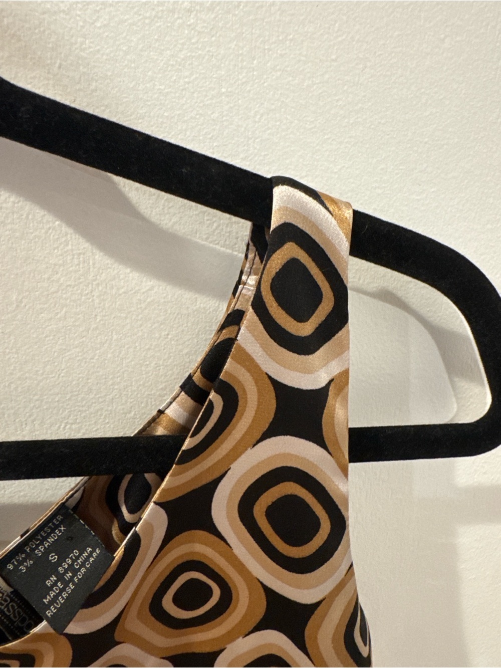 Passport Women’s Sleeveless Retro Geometric Print Shift Dress Small Brown Black - Picture 3 of 5